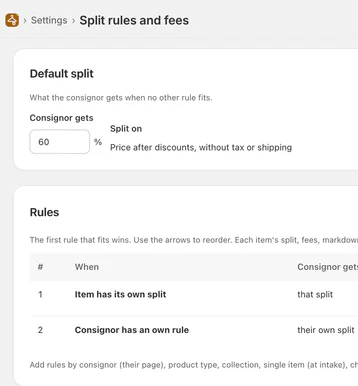 Split rules: the default and your own rules