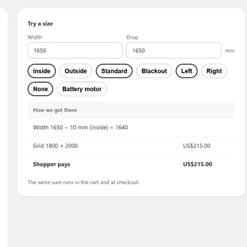 Boxes, rule and a live price sum