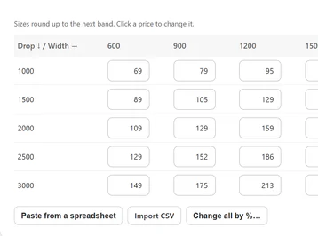 Your price grid
