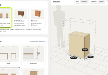 Editor with Detail and Shape fields beside a live 3D preview